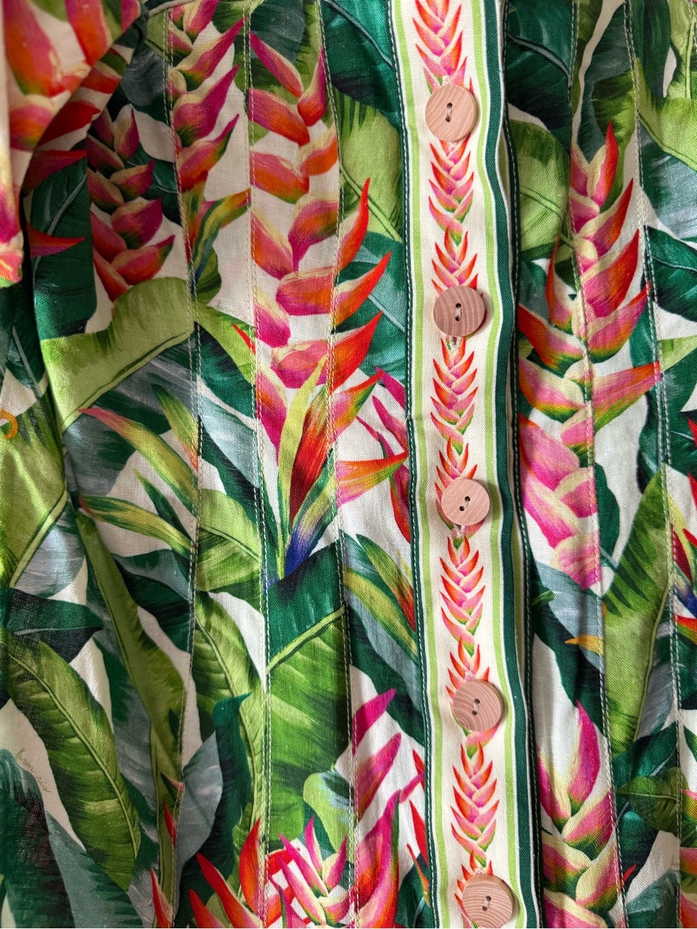 FARM Rio Green Tropical Square-Neck Puff Sleeve Mini Dress - Picture 5 of 7